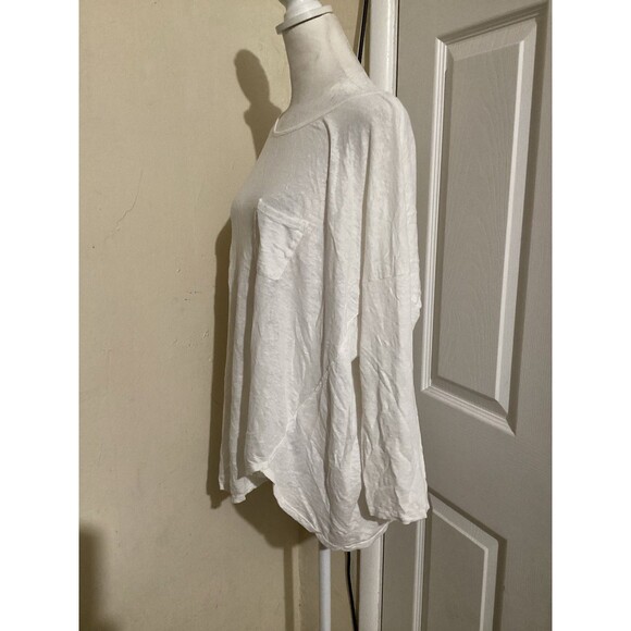 Velvet by Graham Spencer White Linen Boatneck Pullover Top Long Sleeve XL - Picture 3 of 7